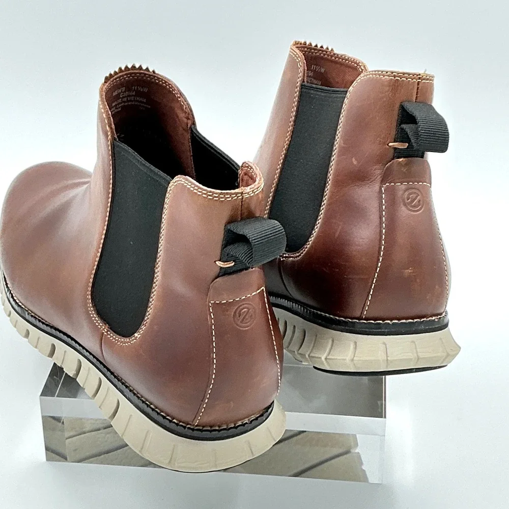 Cole Haan Mens Size 11.5 Wide 11.5W Waterproof Chelsea Boot Brown Leather